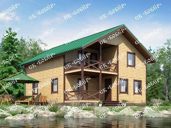 Брусовой коттедж 8х10